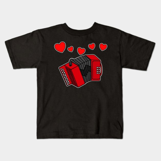 Valentines Accordion Accordionist Wedding Musician Kids T-Shirt by doodlerob